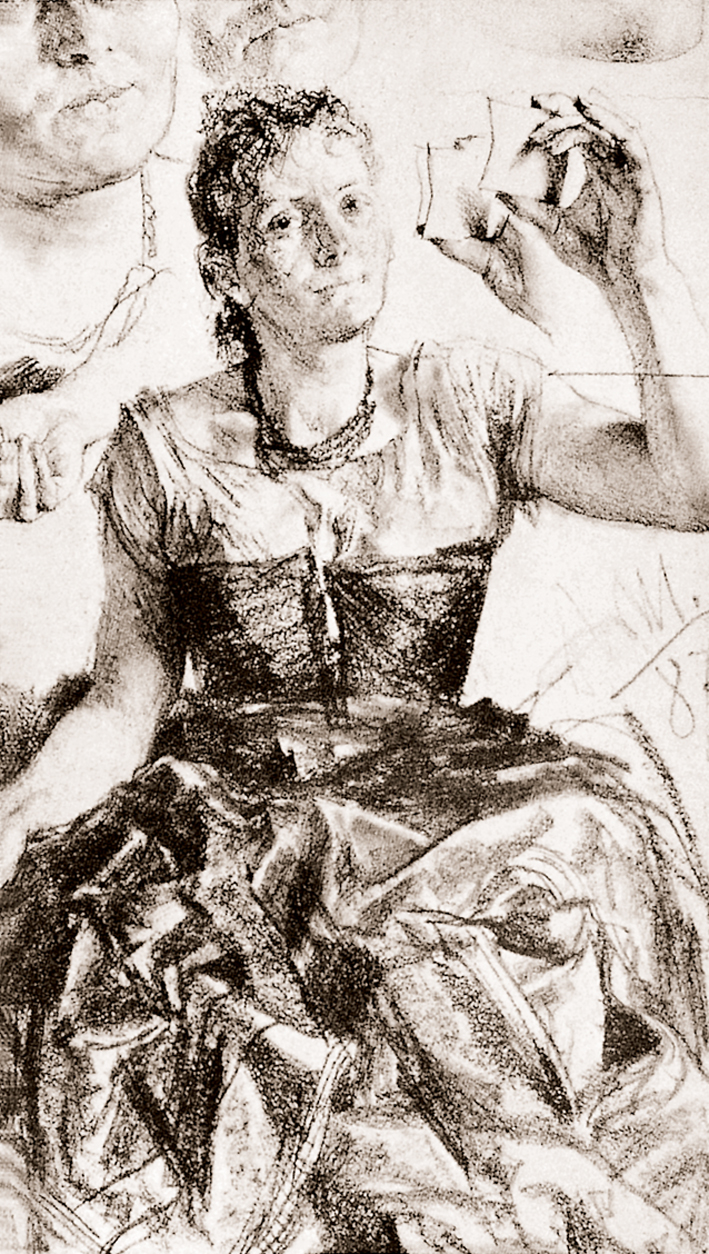  Adolpyh Von Menzel —— 穿着盛装的女人